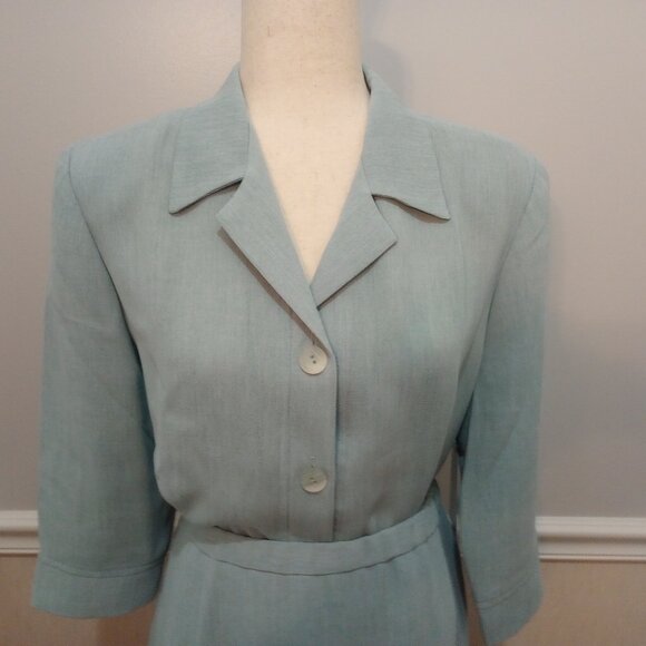 Henry Lee Lightweight Midi Skirt Blouse Set sz 14 Petite Pale Blue - Picture 3 of 10